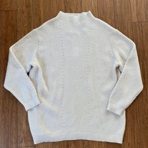 Halston Mock Neck Ivory Sweater Thick Long Sleeve